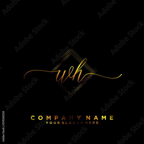 WH Initial handwriting logo vector	
