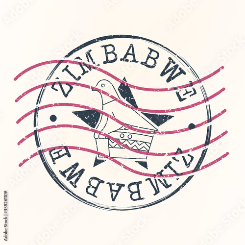 Zimbabwe Stamp Postal. Silhouette Seal. Passport Round Design. Vector Icon. Design Retro Travel. National Symbol.