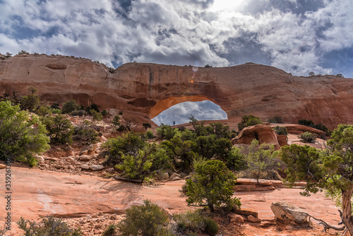 A panorama view of Wilson arch near to Moab, Utah in springtime photo