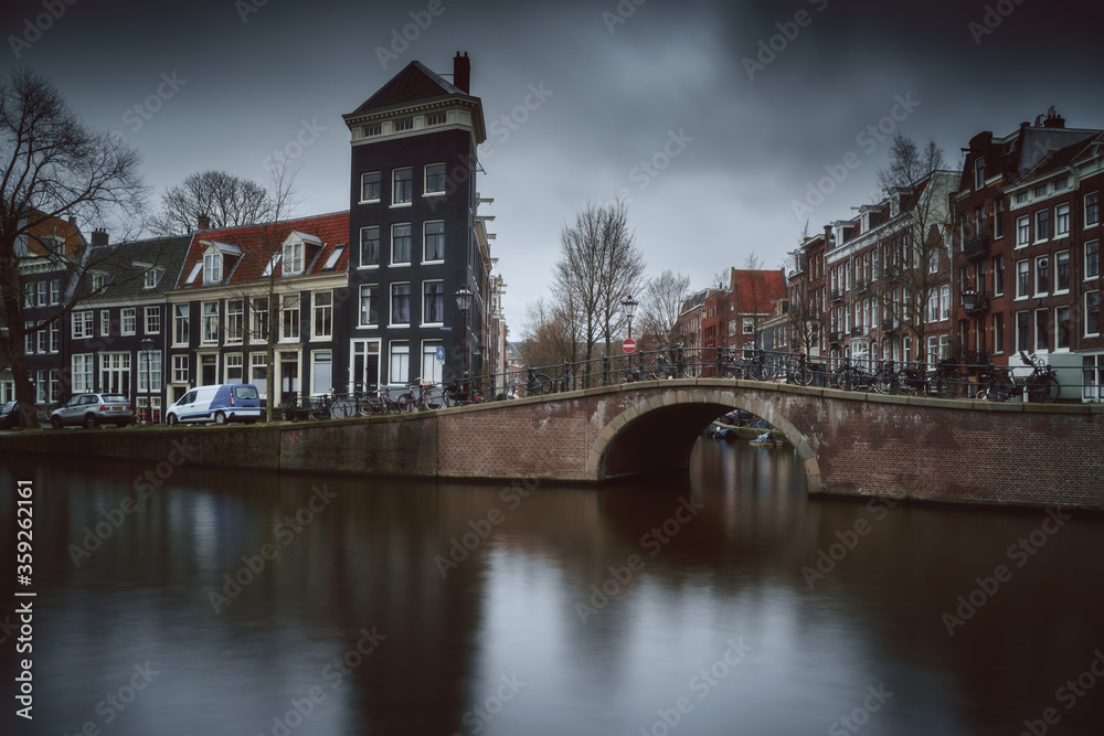 Amsterdam city canal old town. Netherlands (Holland)