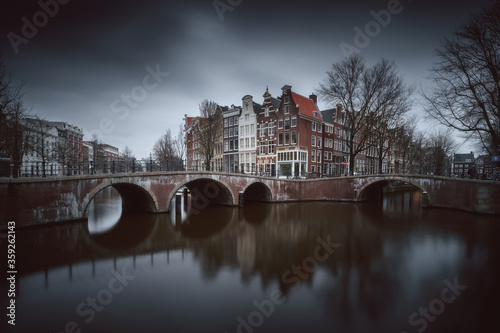Amsterdam city canal old town. Netherlands (Holland)