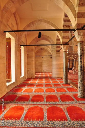 interior of a beautiful and famus mosque in Turkey photo