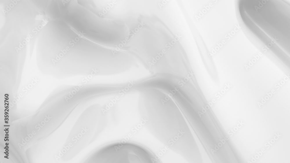 White smooth glossy abstract elegant liquid animation background. White lava, cream, latex, lacquer, varnish wave. Seamless looping animation