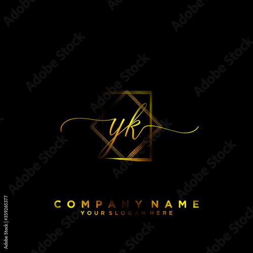 YK Initial handwriting logo vector	
 photo