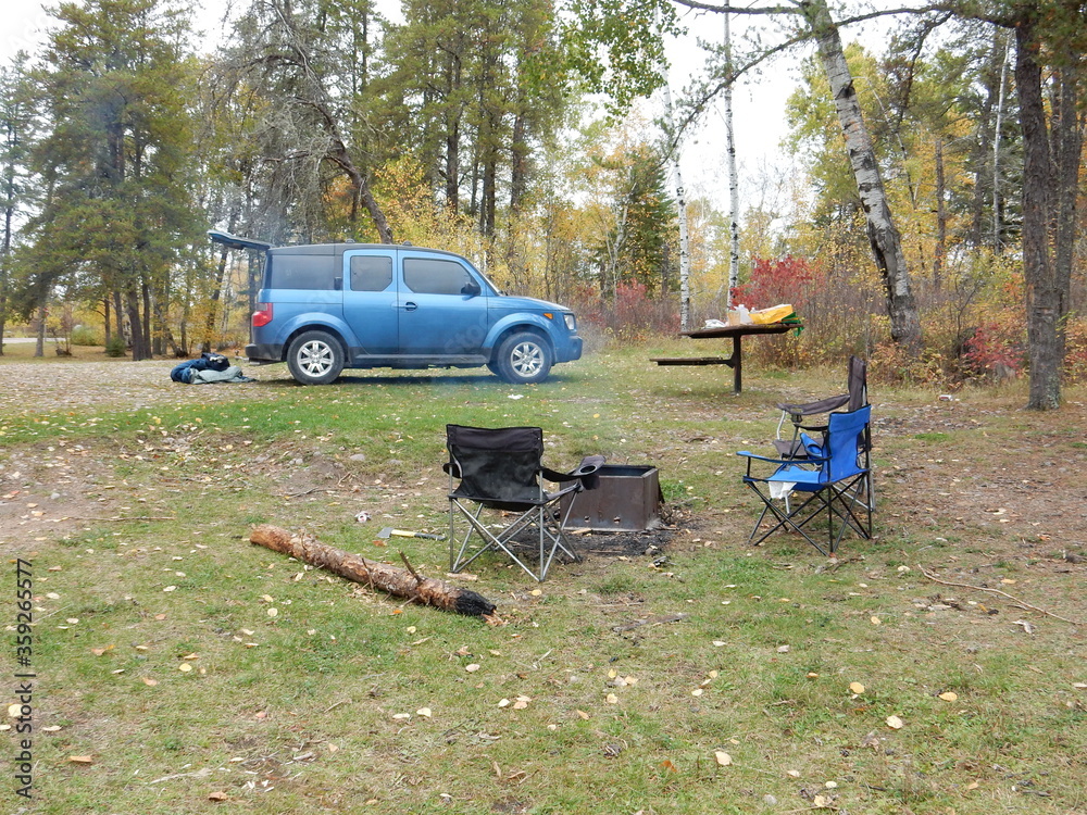 camping in the forest