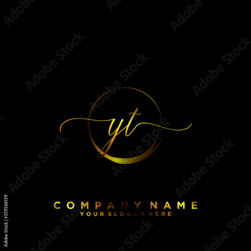 YT Initial handwriting logo vector	
