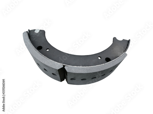 Brake drum pad of the brake system on an isolated white background. New spare parts.