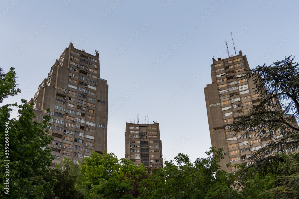 Eastern City Gate of Belgrade (Rudo) is a complex of three large residential buildings situated in the neighborhood of Konjarnik. It is among the most prominent structures along city skyline.