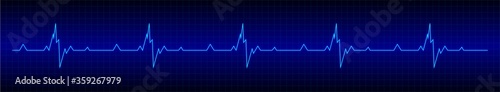 Heart rhytm. Blue electrocardiogram. Heartbeat. Heartbeat line. Vector illustration.