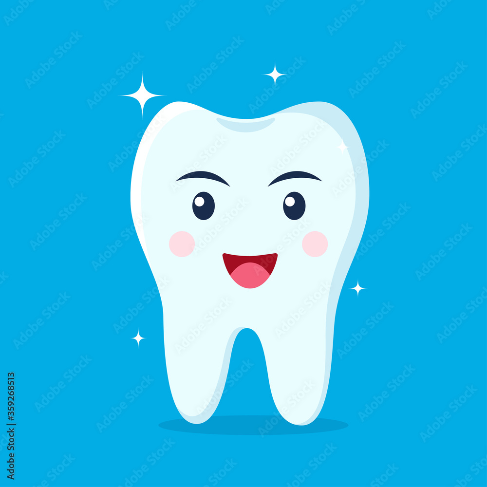 Healthy happy tooth character smiling. Vector illustration in flat style. Healthy happy tooth character smiling. Vector illustration in flat style.