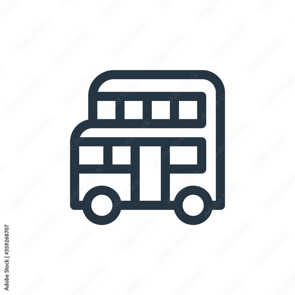 double decker bus vector icon isolated on white background. Outline ...