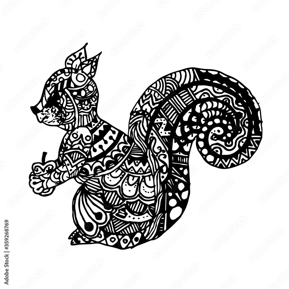 Zentangle stylized squirrel. Vector illustration for print and tattoo ...