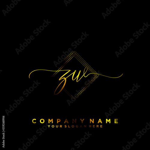 ZW Initial handwriting logo vector	
