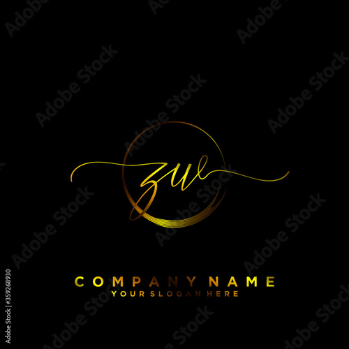 ZW Initial handwriting logo vector	
