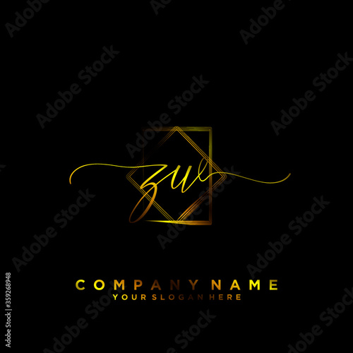 ZW Initial handwriting logo vector	
