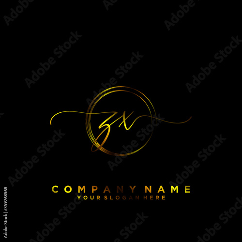 ZX Initial handwriting logo vector	
