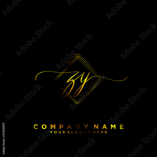 ZY Initial handwriting logo vector	
