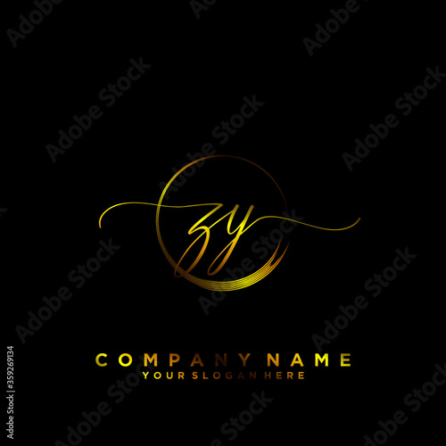 ZY Initial handwriting logo vector	
