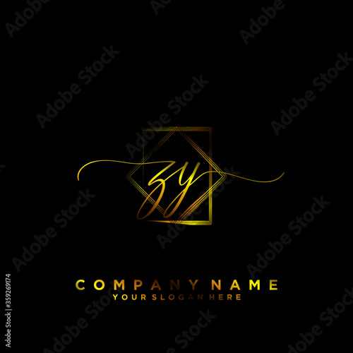 ZY Initial handwriting logo vector	
