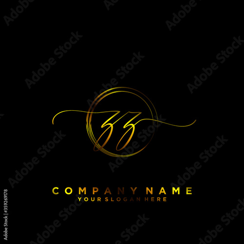 ZZ Initial handwriting logo vector	
