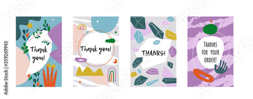 Thank you for your order concept. Set of floral, crystal geometric and brush designs.