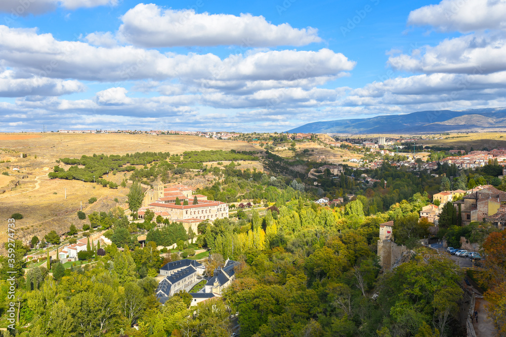 Beautiful autumn day in Segovia city from Alcazar of Segovia - Spain
