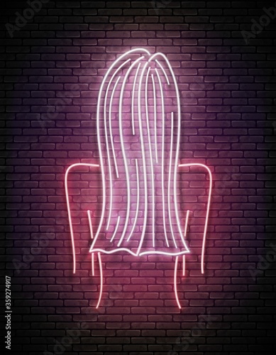 Glow Beautiful Woman Silhouette with Smooth Platinum Blond Hair