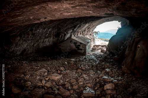 Mount Aizkorri 1523 meters, the highest in Guipuzcoa. Basque Country. Ascent through San Adrian and return through the Oltza fields. Refuge inside the cave of San Adrian photo