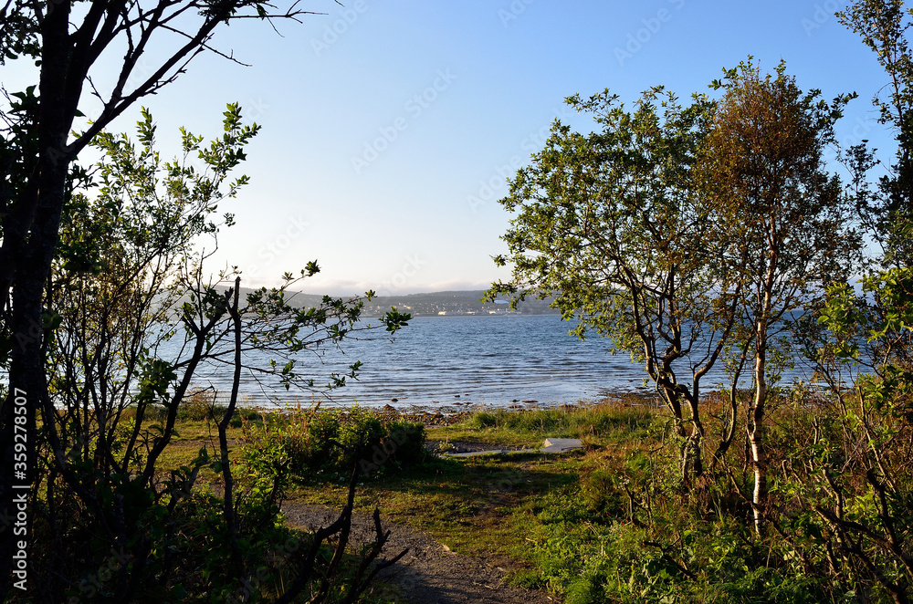 tromsoe city island in the distance tromsoe city island in the distance