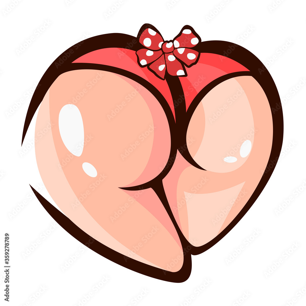 Close-up sexy naked woman booty ass in cute lingerie. Vector Illustration.  Sexy ass in short shorts. Sexy back. Women's naked sports booty back view.  Pumped up ass. Hot intimate sticker. Stock Vector |