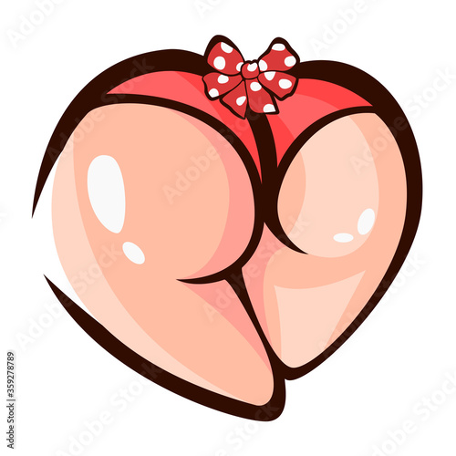 Close-up sexy naked woman booty ass in  cute lingerie. Vector Illustration. Sexy ass in  short shorts. Sexy back. Women's naked sports booty back view. Pumped up ass. Hot intimate sticker. photo