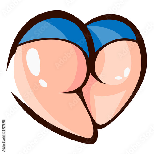 Close-up sexy naked woman booty ass in  cute lingerie. Vector Illustration. Sexy ass in  short shorts. Sexy back. Women's naked sports booty back view. Pumped up ass. Hot intimate sticker.