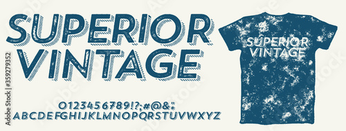 Craft retro vintage typeface design. Youth fashion type. Textured alphabet. Pop modern display vector letters. Drawn in graphic style. Set of Latin characters numbers