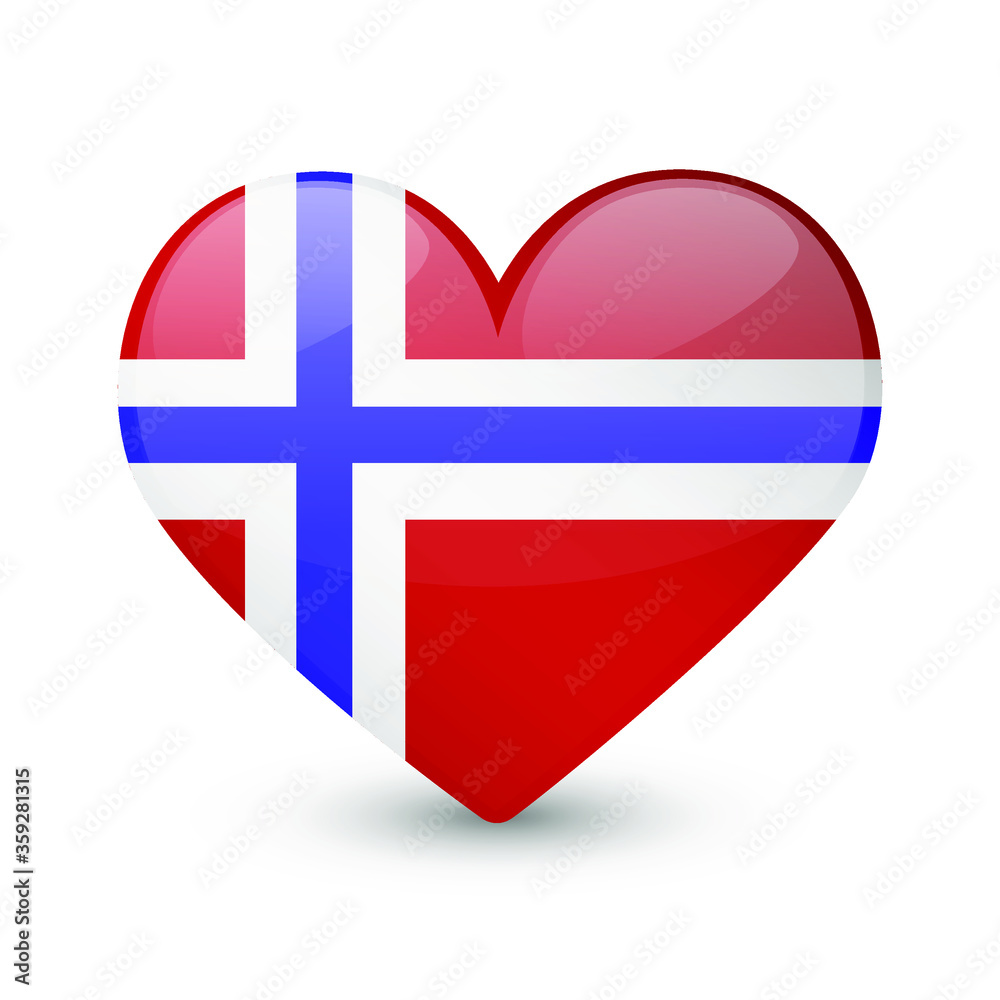 Norway Flag Heart Love Emoji Icon Object Symbol Gradient Vector Art Design Cartoon Isolated 