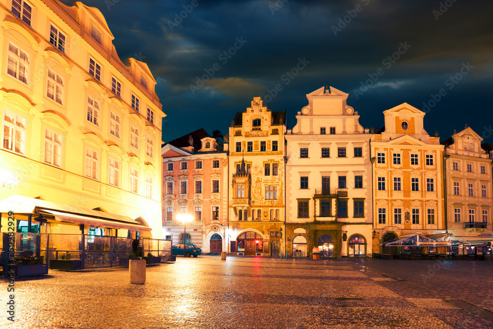 Old town square in Prague, night view