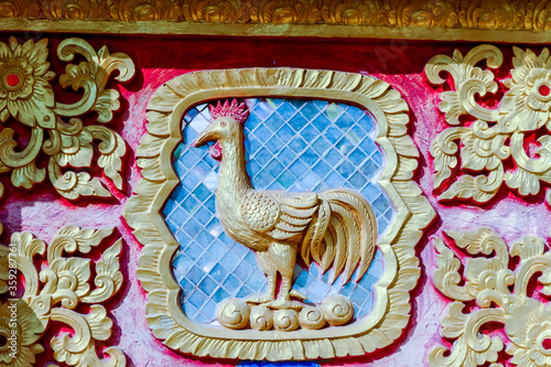 Photography golden dragon statue in thai temple, digital photo picture as a background