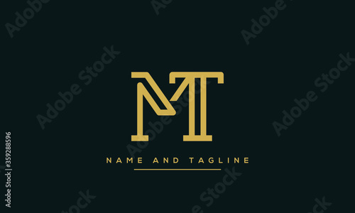 MT ,TM ,M ,T Letter Logo Design with Creative Modern Trendy Typography photo