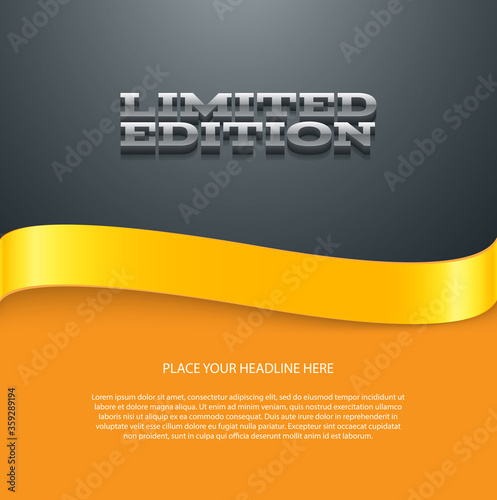 vector marketing banner with 3d text and a bright silky ribbon - "limited edition"