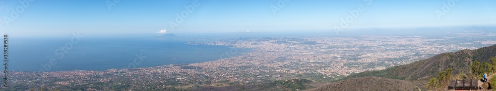 Panoramic view of Naples City from the Vesuvium vulcano