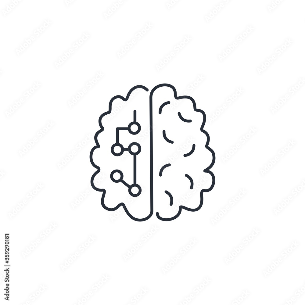 Brain, information analysis, memory. Vector icon isolated on white background. Brain, information analysis, memory. Vector icon isolated on white background.