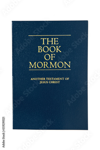 The Book of Mormon Isolated Against a White Background photo