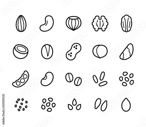 Nuts, seeds, grains icons