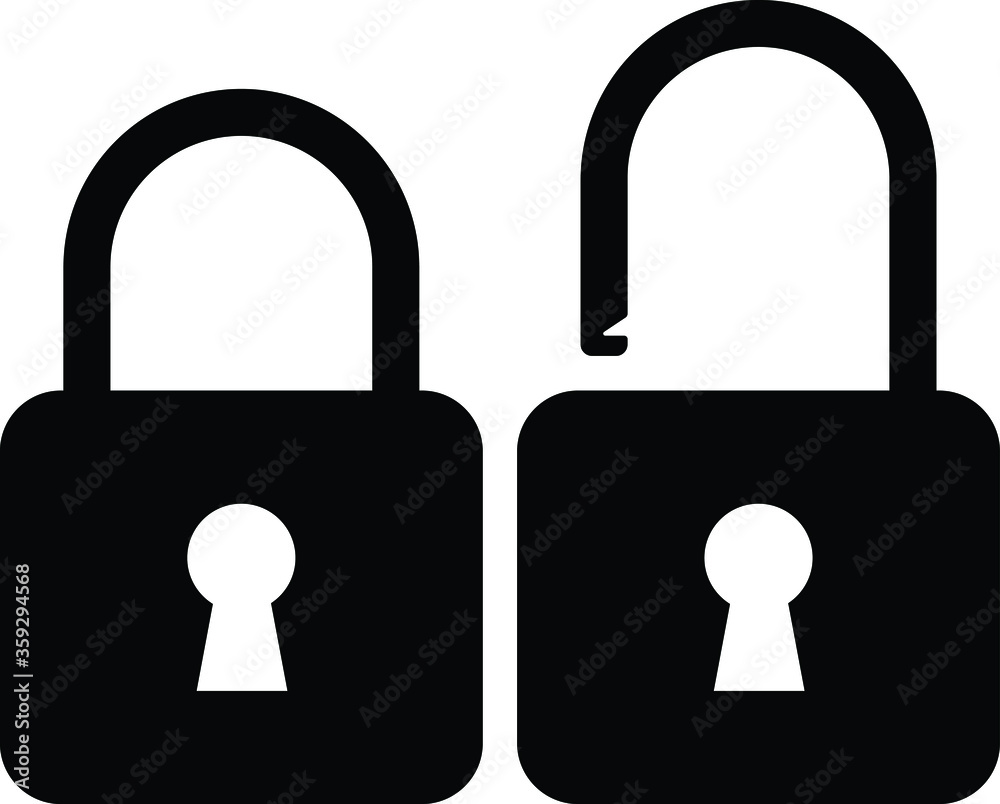 Open And Closed Locks Illustration Black Vector Open And Closed Locks Illustration Black Vector