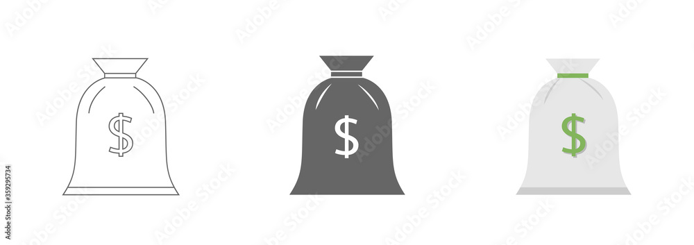 Money Bag icons in trendy flat style. Vector Illustration Money Bag icons in trendy flat style. Vector Illustration