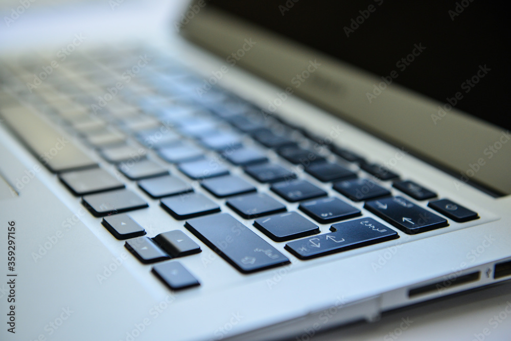 Modern Macbook Air  laptop computer on white background 