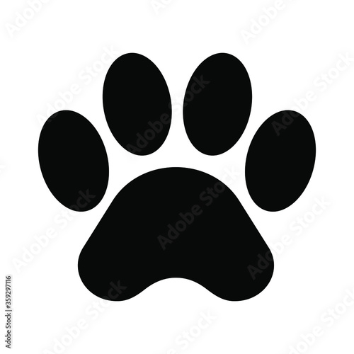 Paw print icon vector illustration animal footprint isolated black on white background