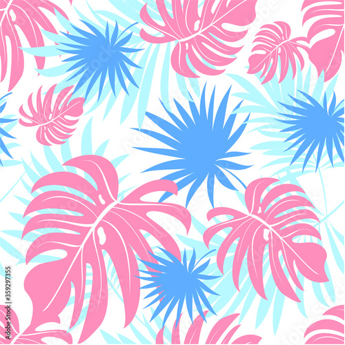 Palm leaves. Tropical seamless background pattern. Graphic design with amazing palm trees suitable for fabrics  packaging  covers