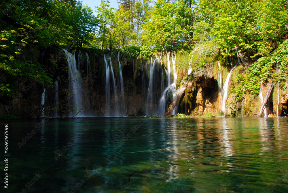 waterfalls connecting the plitvice lakes in Croatia