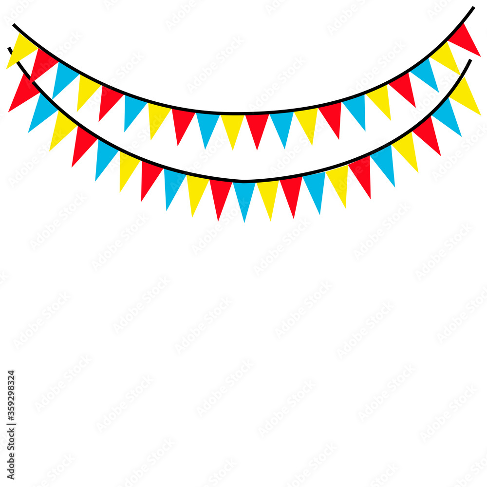 Obraz premium Hanging Flags Birthday Decoration Vector Illustration Celebration Party Banner Design