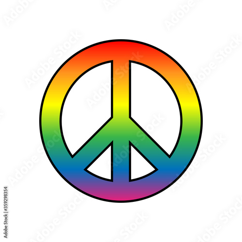 Colourful Peace Sign LGBT Flag Icon Rainbow Spectrum Gay Love Pride Isolated Freedom Vector Illustration